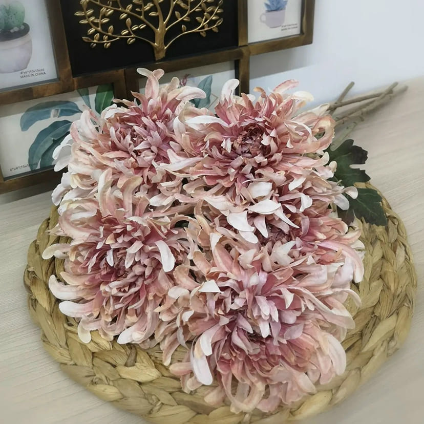 Искусственные цветы в Брянске | Цветок искусственный «Хризантема», персиково-розовая, одиночный