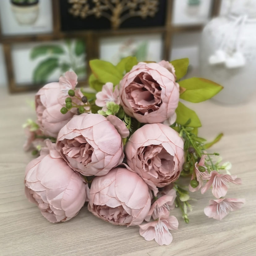 Искусственные цветы в Брянске | Цветы искусственные «Пионы», розовый, винтаж, букет