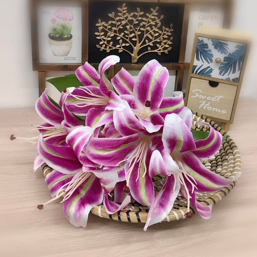 Искусственные цветы в Брянске | Цветы искусственные «Лилии крупные», розово-сиреневые, букет