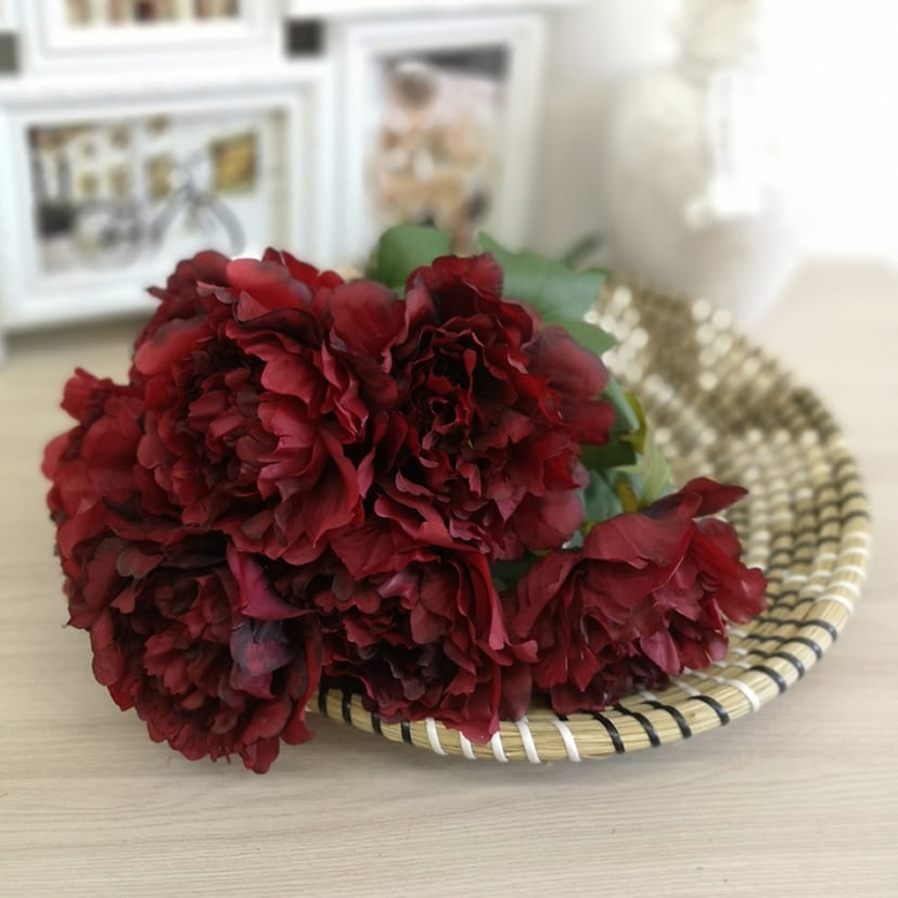 Искусственные цветы в Брянске | Цветы искусственные «Пионы», бордовые, букет