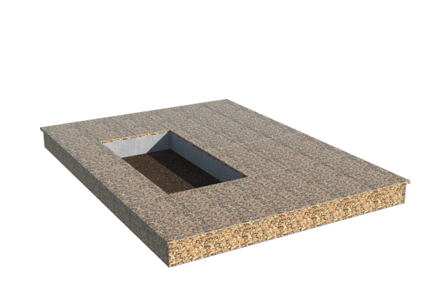 Площадки на могилу в Брянске | Площадка с вертикальной (15 см) облицовкой Южно-султаевским гранитом (под цветник)