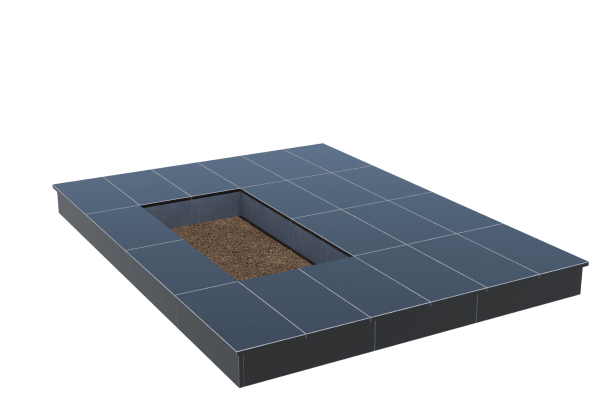 Площадки на могилу в Брянске | Площадка с вертикальной (15 см) облицовкой гранитом Габбро (под цветник)