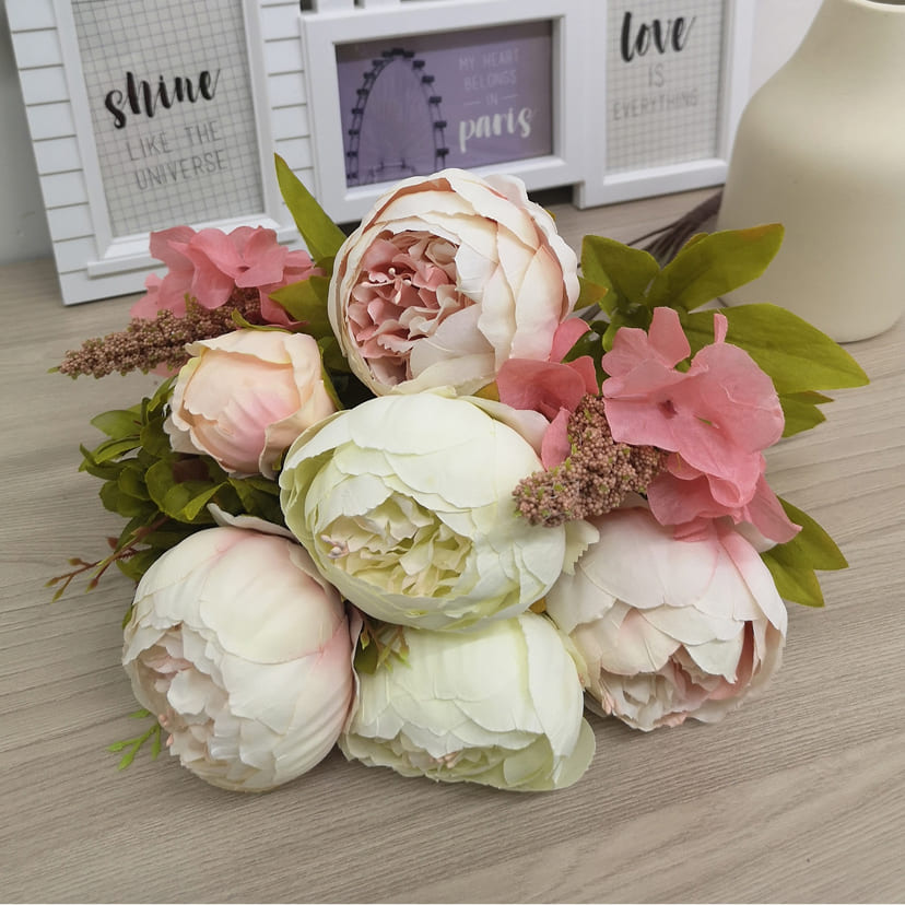 Искусственные цветы в Брянске | Цветы искусственные «Пионы», молочно-розовые, букет