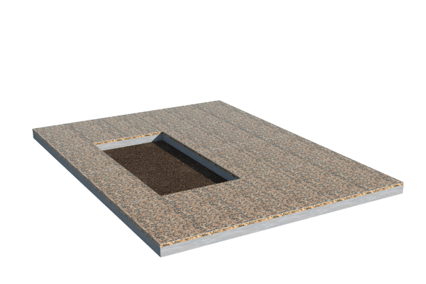 Площадки на могилу в Брянске | Площадка с облицовкой Южно-Султаевским гранитом (под цветник)