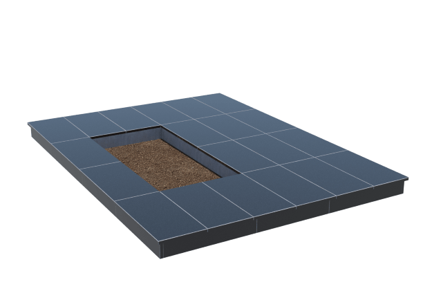 Площадки на могилу в Брянске | Площадка с вертикальной (10 см) облицовкой гранитом Габбро (под цветник)
