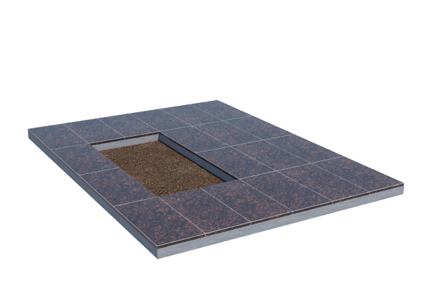 Площадки на могилу в Брянске | Площадка с облицовкой Дымовским гранитом (под цветник)